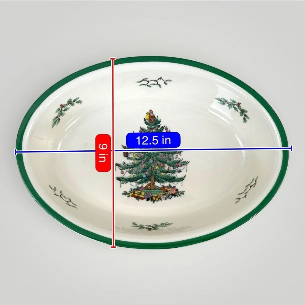 Spode Christmas Tree Oval Baking‎ Dish England Oven To Table 12.5x9